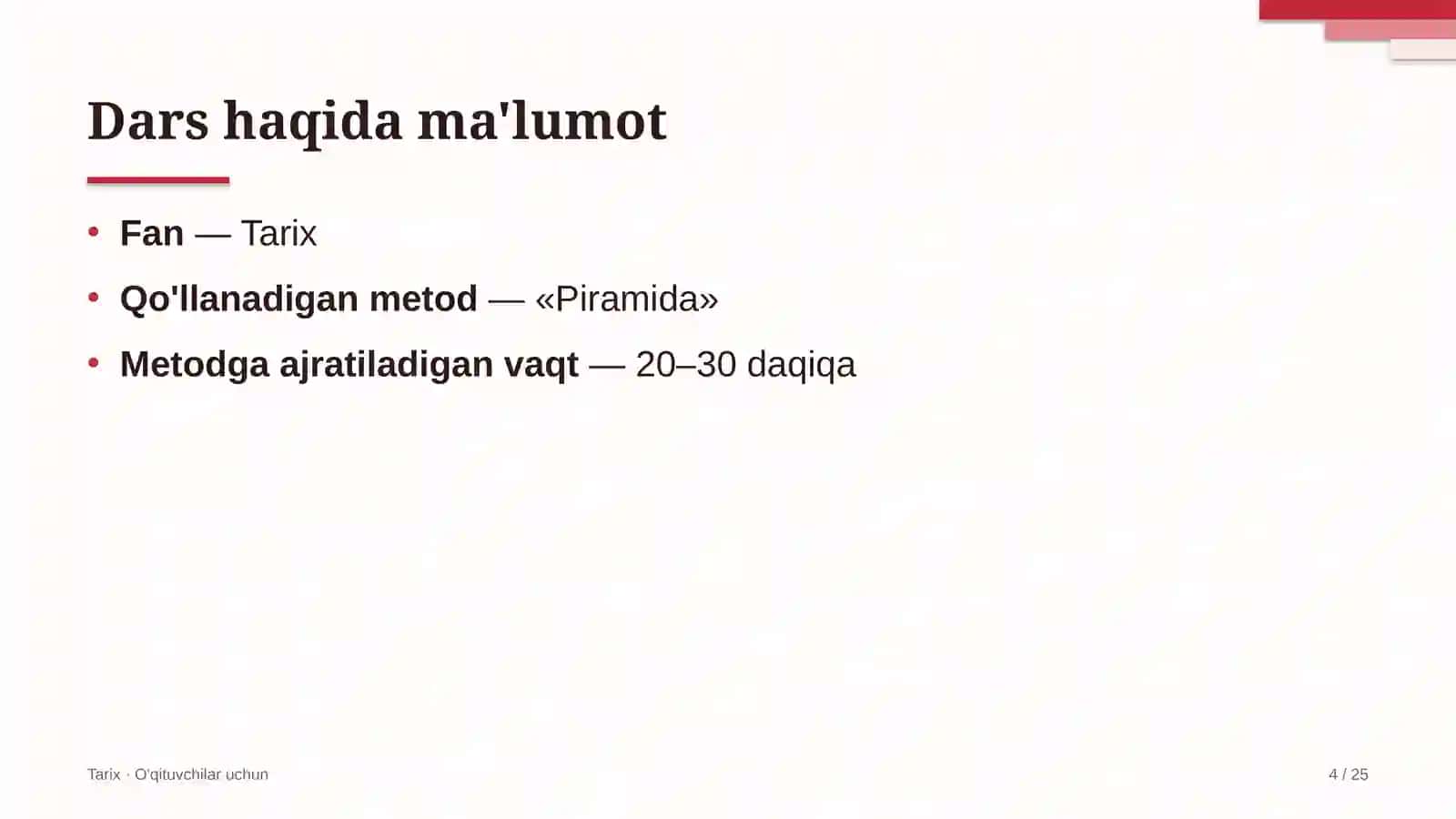 tarix darslarida piramida metodidan foydalanish 1537 4