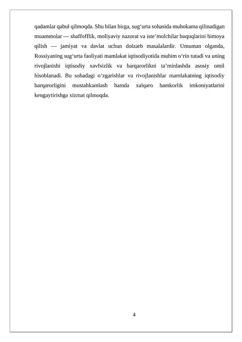 Rossiyaning Sugurta Faoliyati 4
