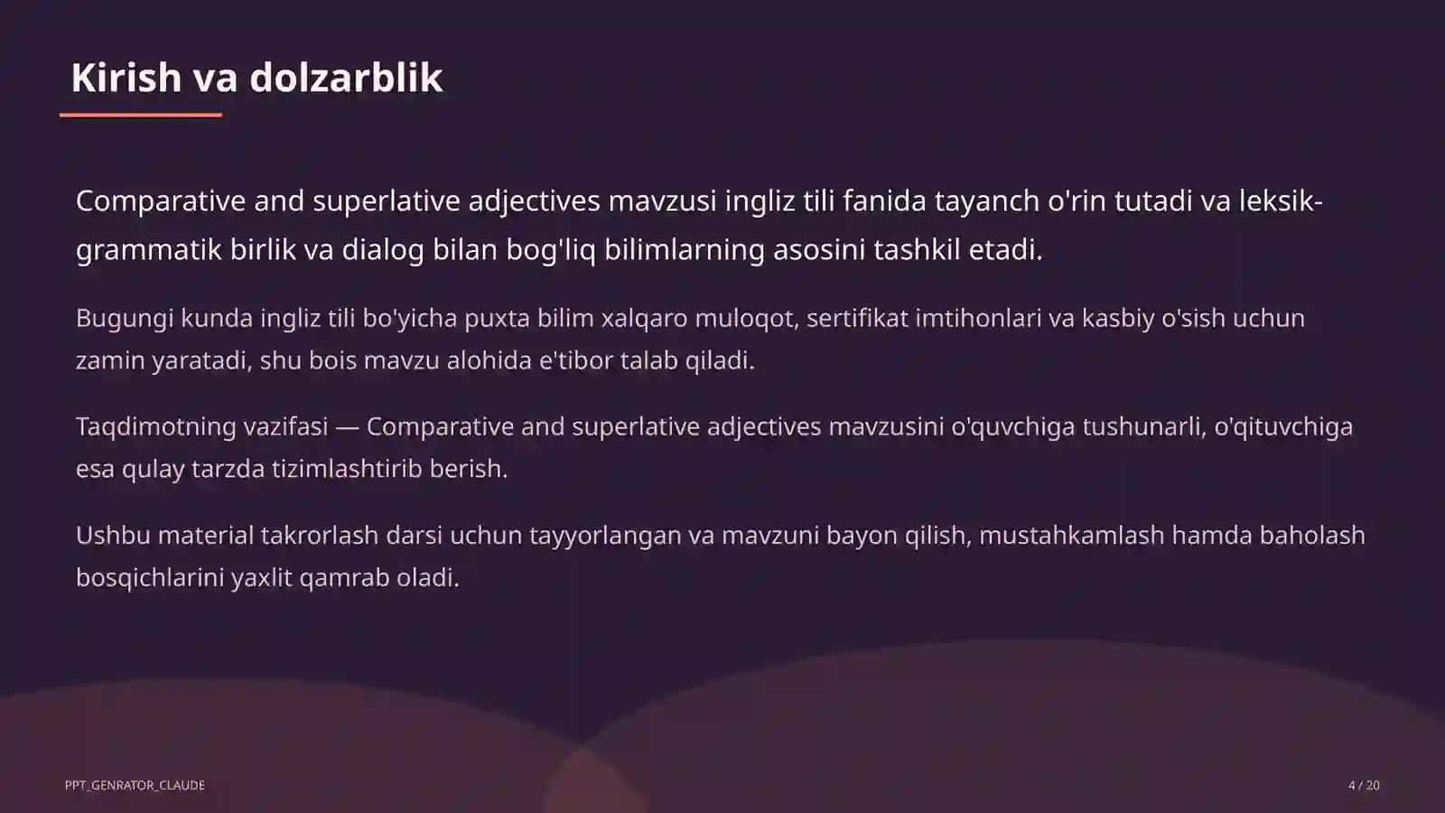 Tushuncha va so'zlashuv mavzusi 4