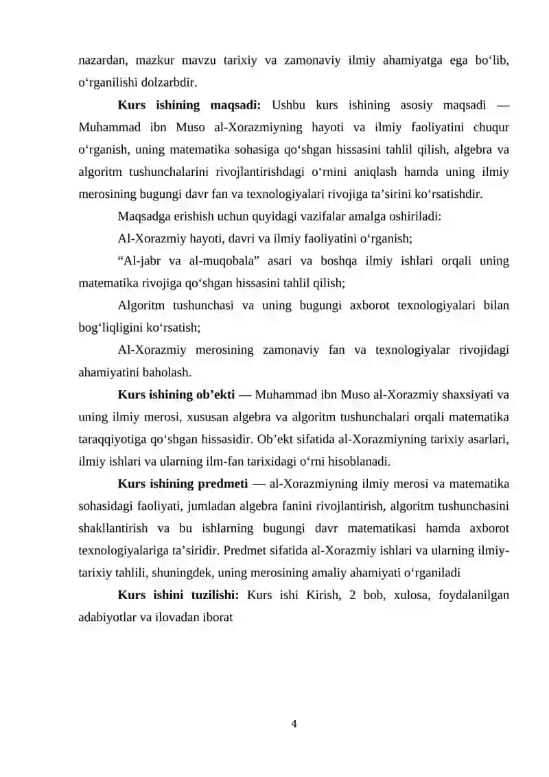 Muxammad ibn Muso al Xorazmiyning matematika taraqqiyotiga qo'shgan hissasi 4