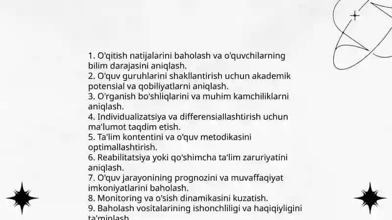 Òzlashtirish va òquv guruhlarini shakllanganlik darajasini diagnostikasi 4