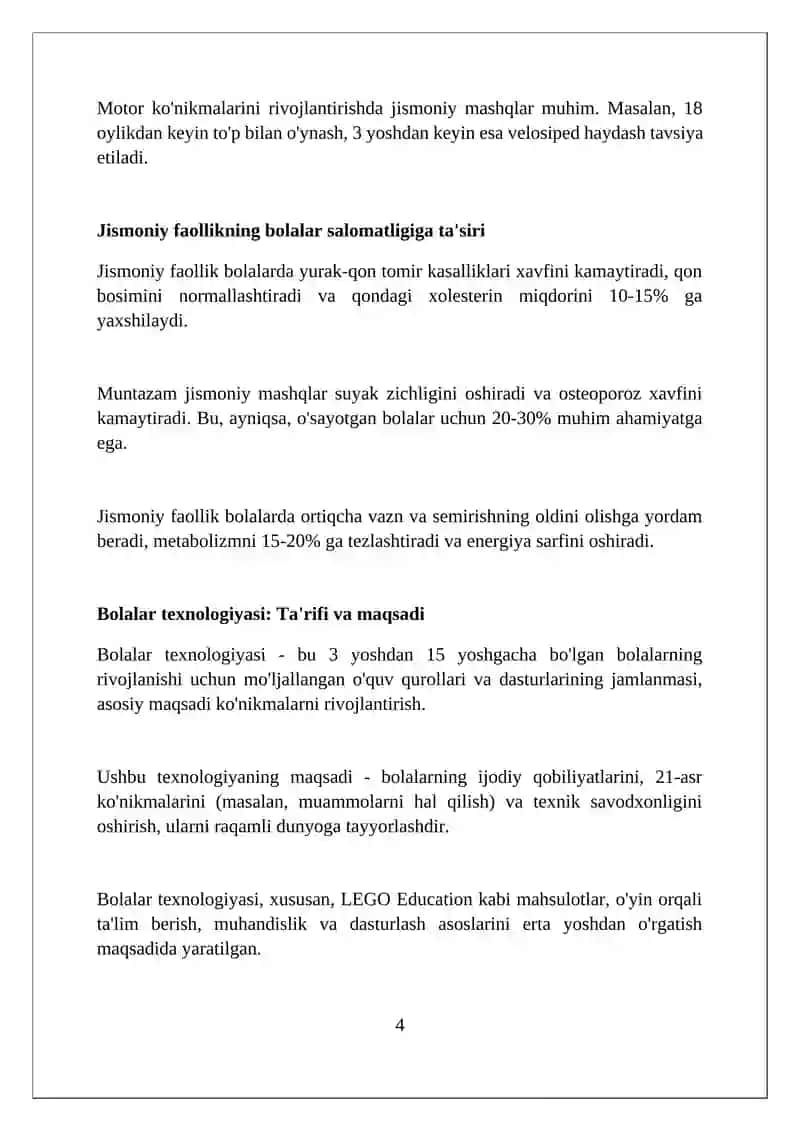 Bolalar jismoniy nazariyasi va texnologiyasi va predmeti va asosiy tushunchalari 4