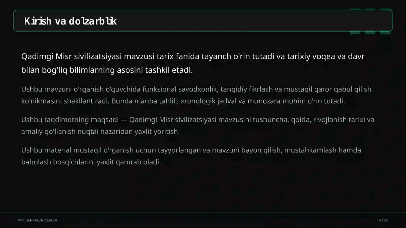 Qadimgi Misr sivilizatsiyasi (6-sinf) 4
