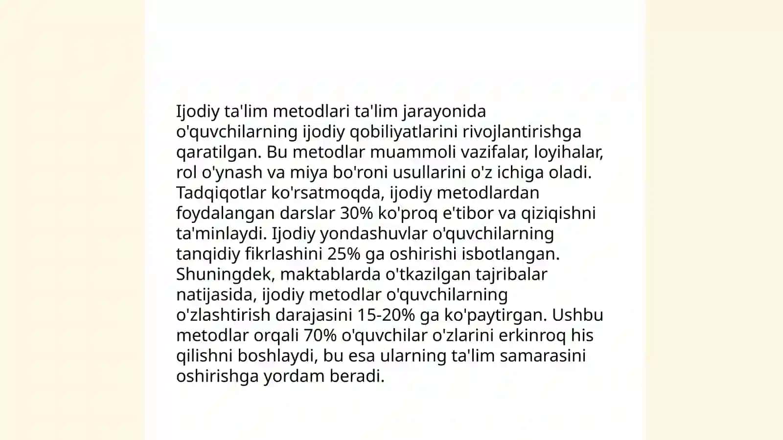 Oligofrenopedagogning o'z ish faoliyatiga ijodiy yondashuvi 4