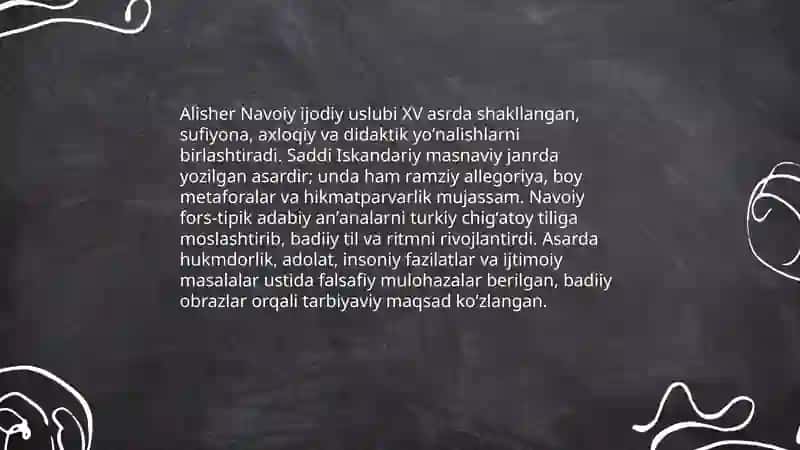"Saddi Iskandariy" Alisher Navoiyning buyuk dostoni 4