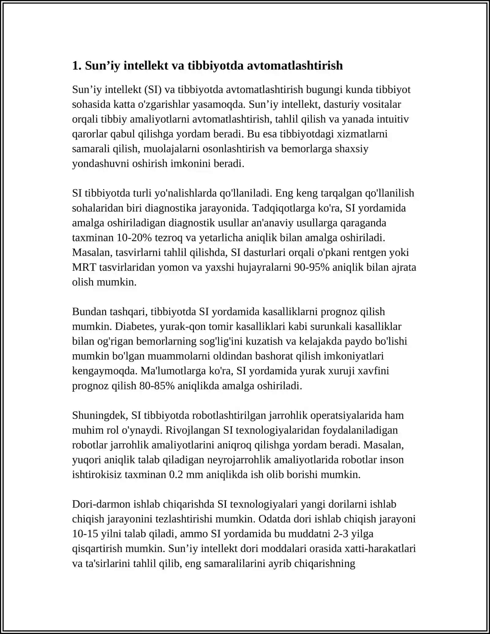 TIBBIYOTDA ISHCHI O'RINLARINI AVTOMATLASHTIRISHDA VA TIBBIY MASALALARINI YECHISHDA AXBOROT TEXNOLOGIYALARI. DASTURIY TAMINOT 4