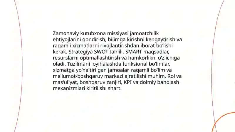 Zamonaviy kutubxonalarda menejment tuzilmasini loyihalash tamoyillari 4