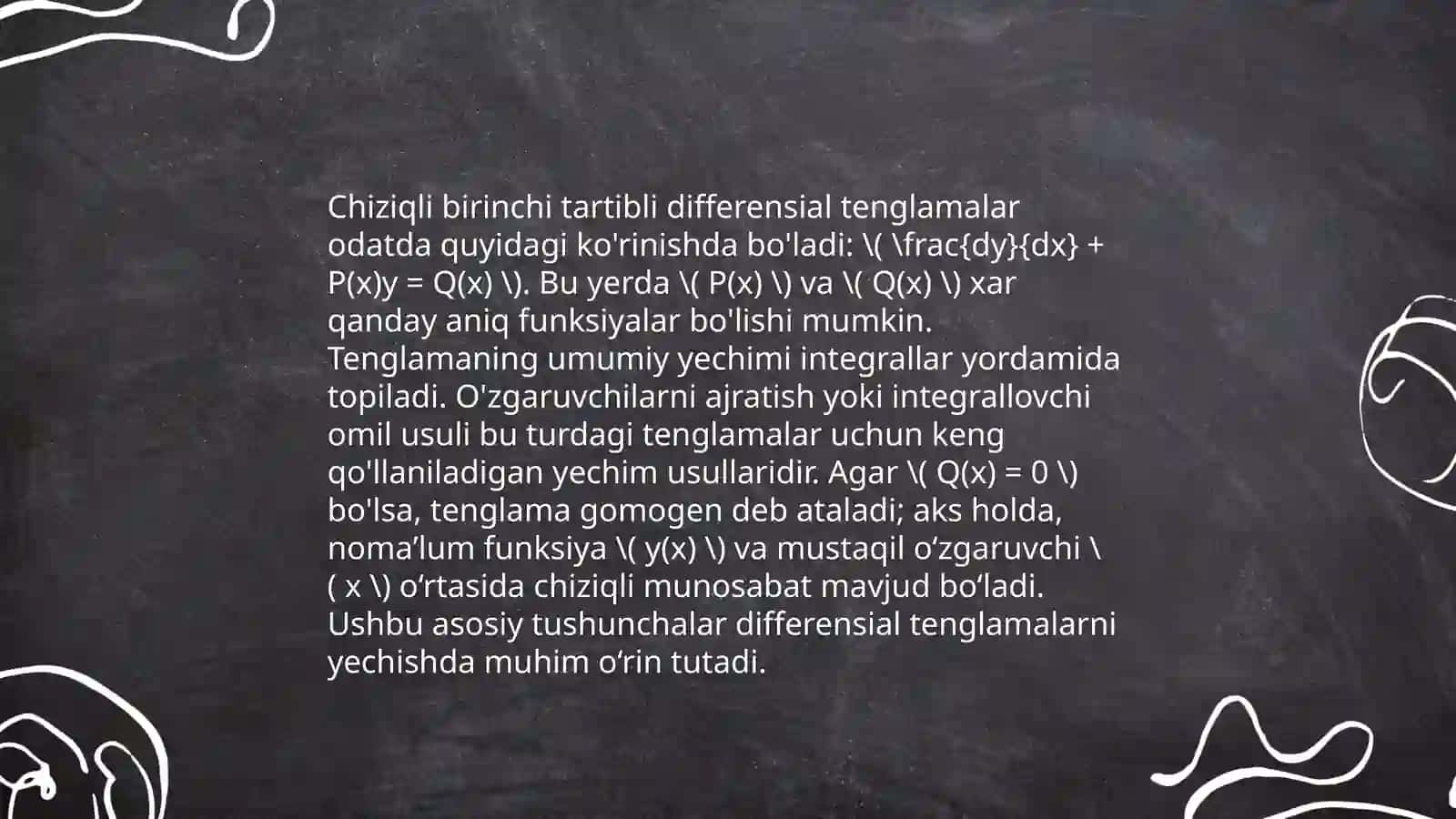 Chiziqli birinchi tartibli differensila tenglamalar 4