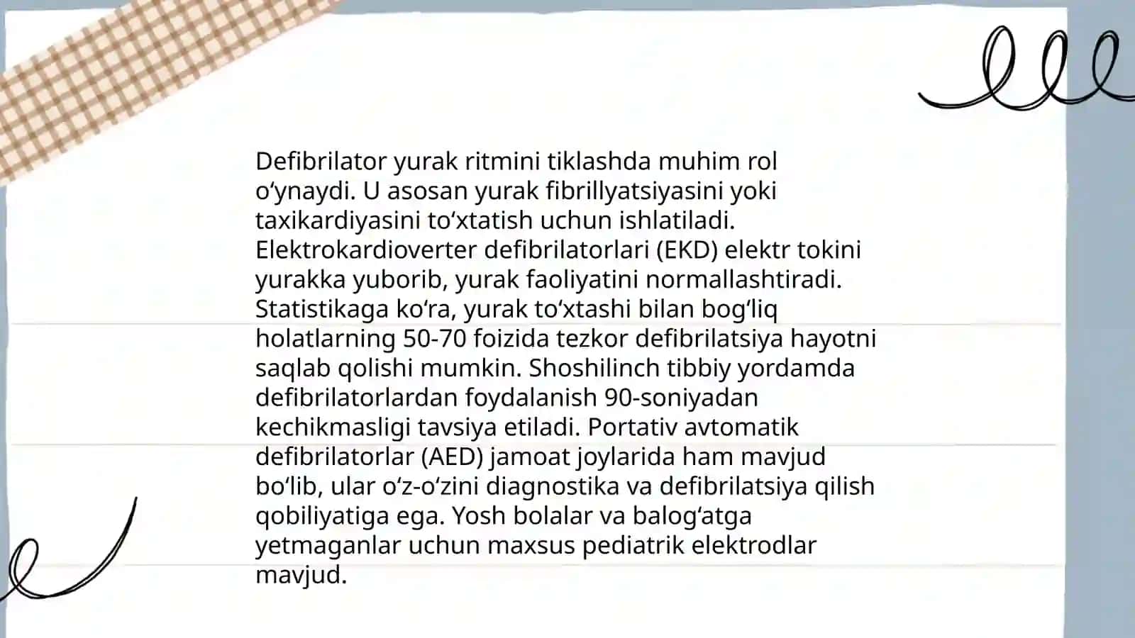 Defibrilator apparatining tibbiyotdagi órni va fizikaviy ahamiyati 4