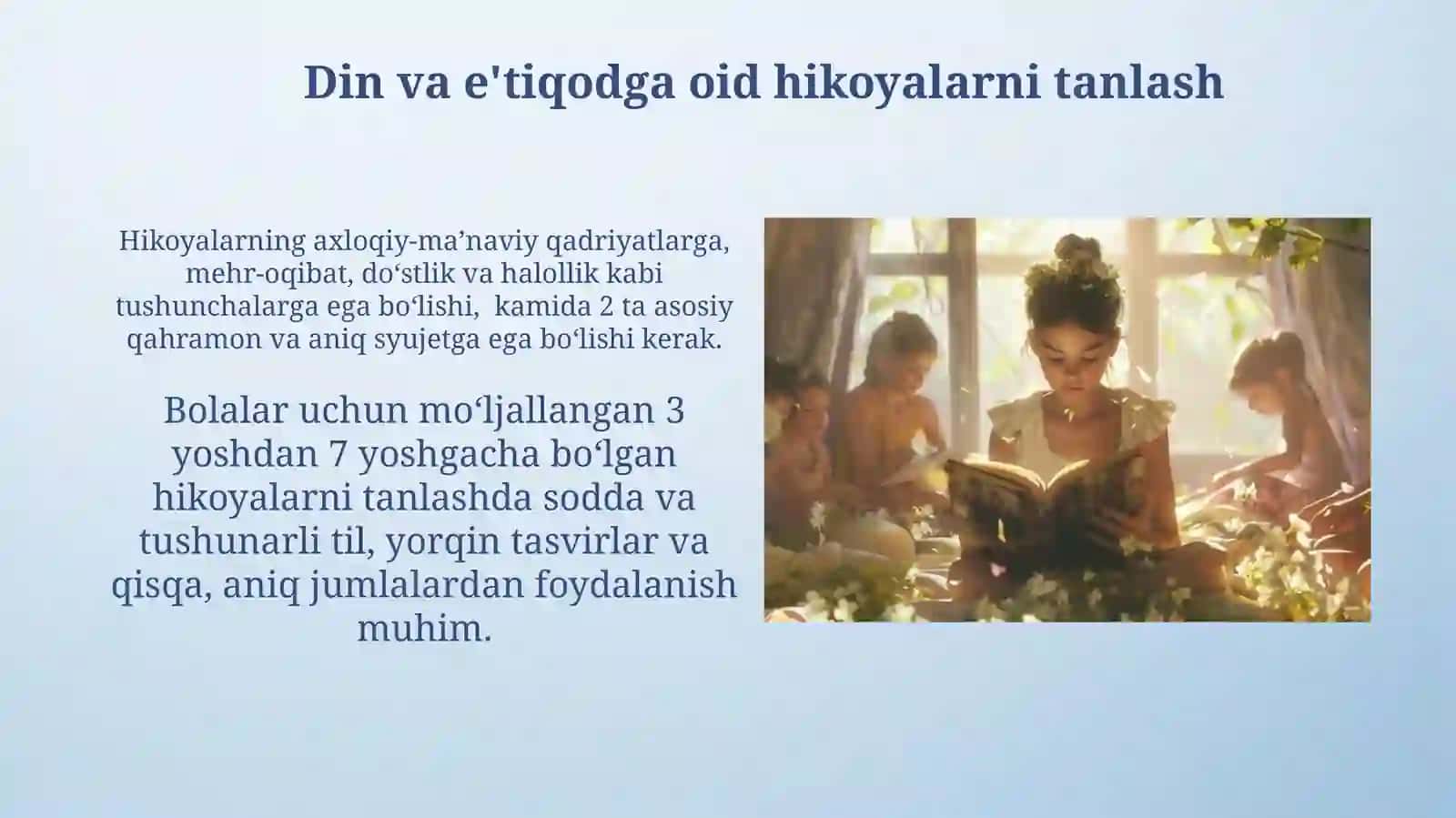 Bolalarga kitob oʻqib berish orqali manaviy dunyoqarashini shakllantirish 4