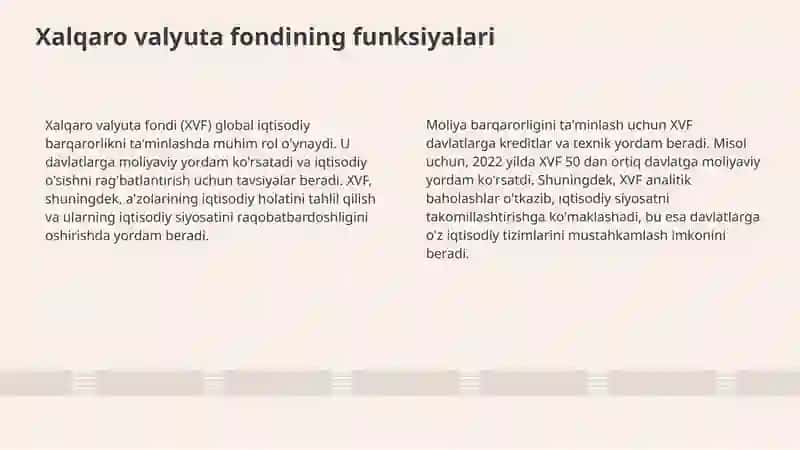 Xalqaro valyuta fondi uning maqsadi va fuksiyalari 4