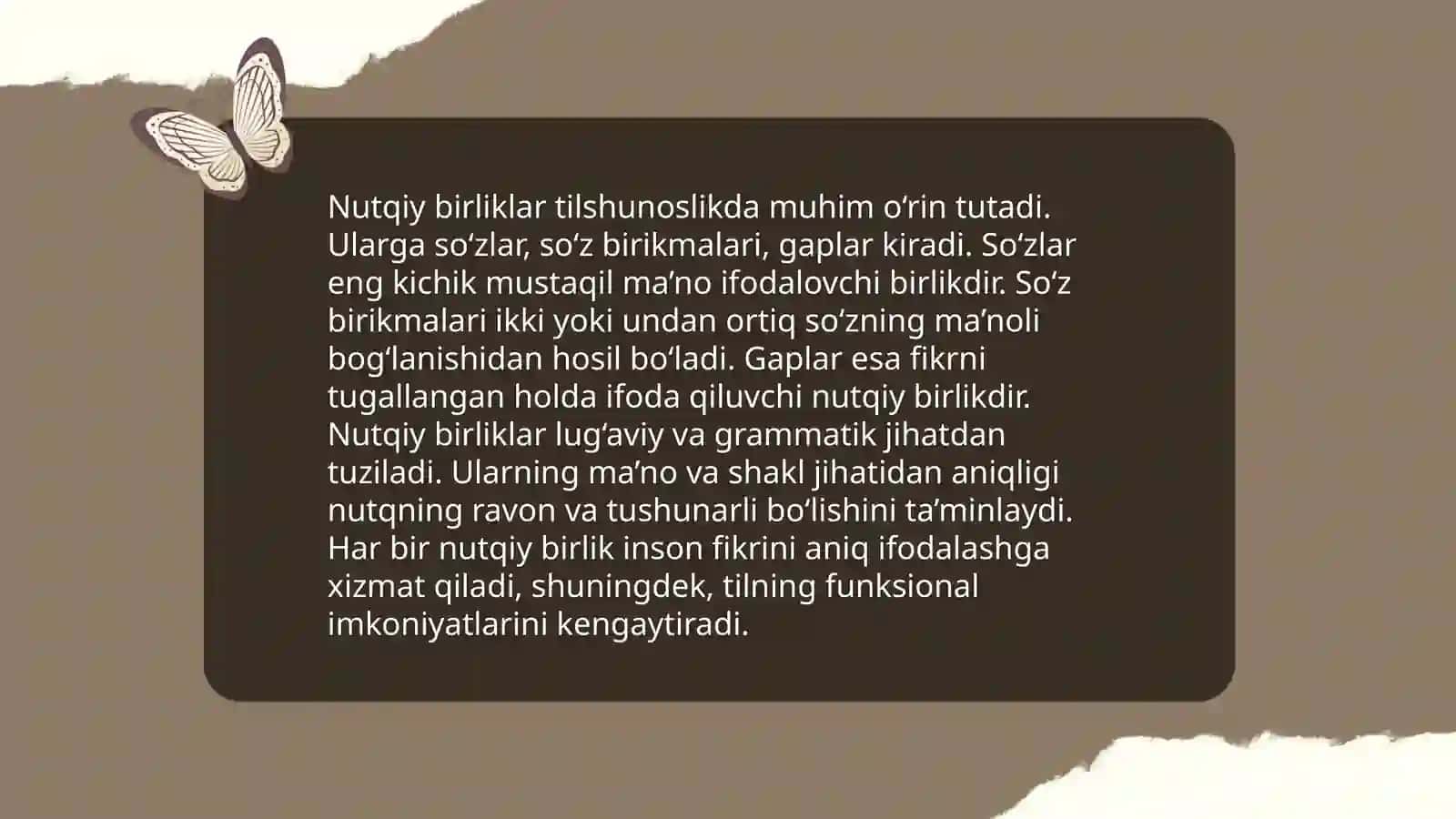 Hozrgi oʻzbek adabiy tilida lison, nutq,ye'yor munosabati.Lisoniy va nutqiy brliklar 4