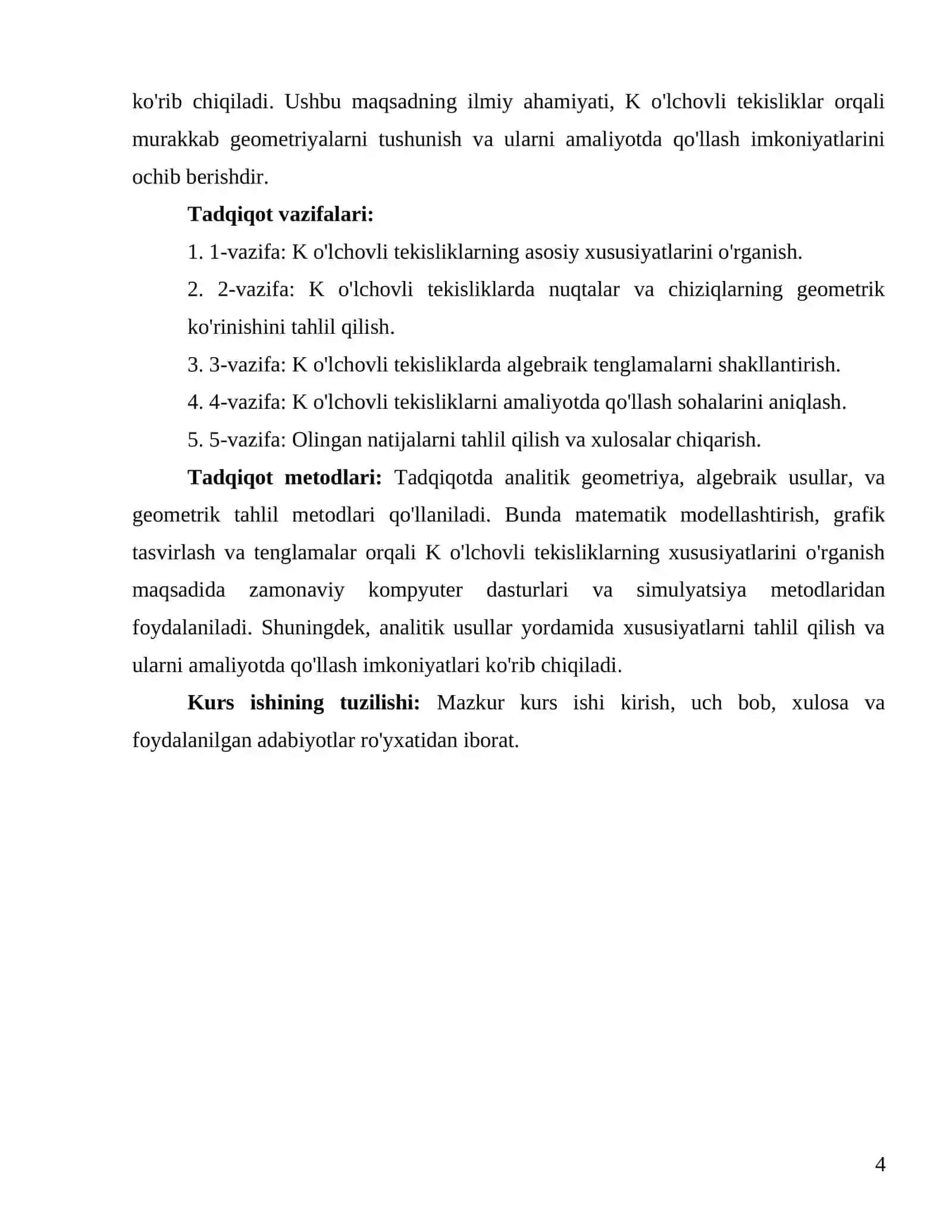 "K o'lchovli tekislik" 4