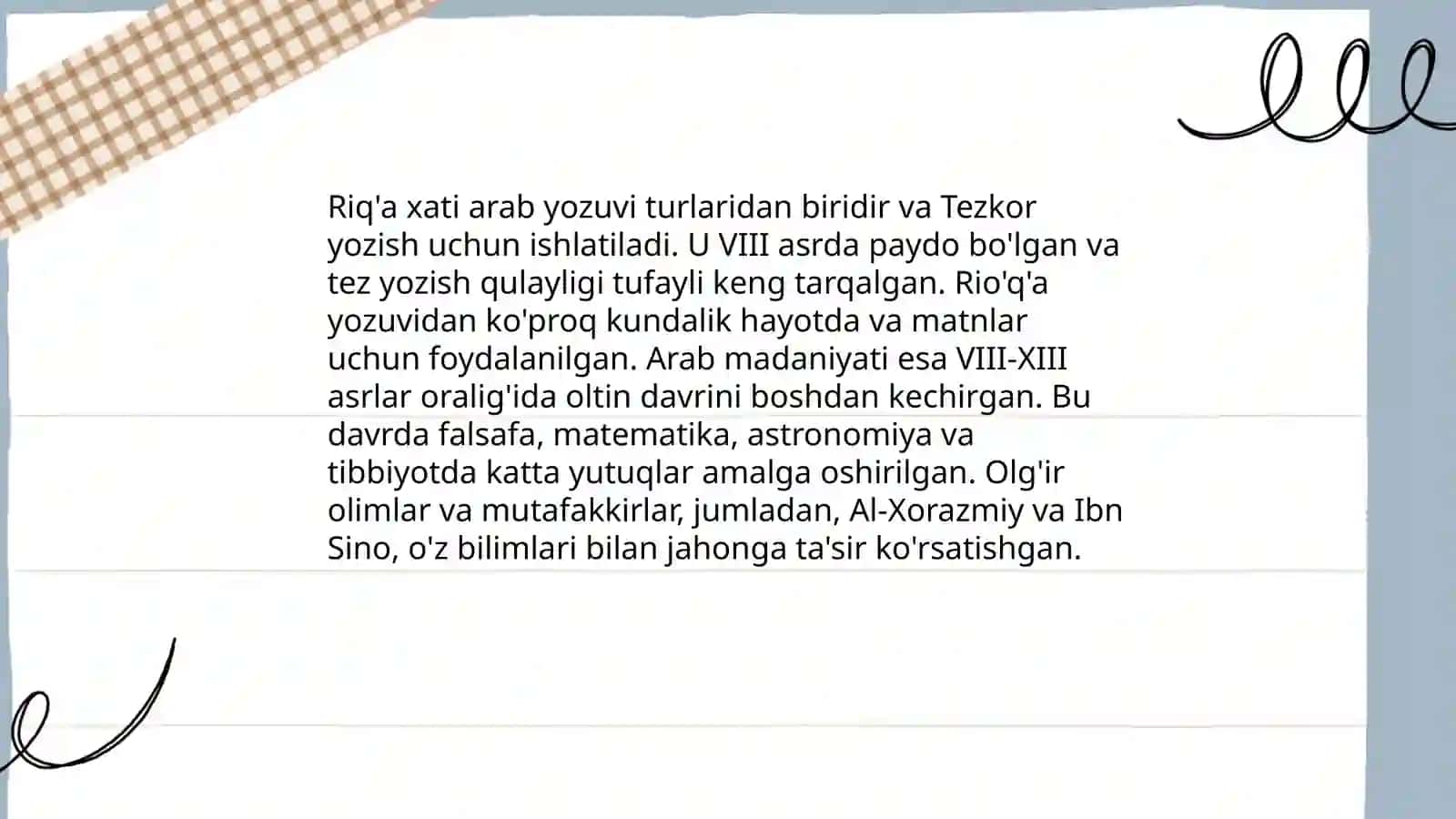 Arab tilida riq'a xati 4