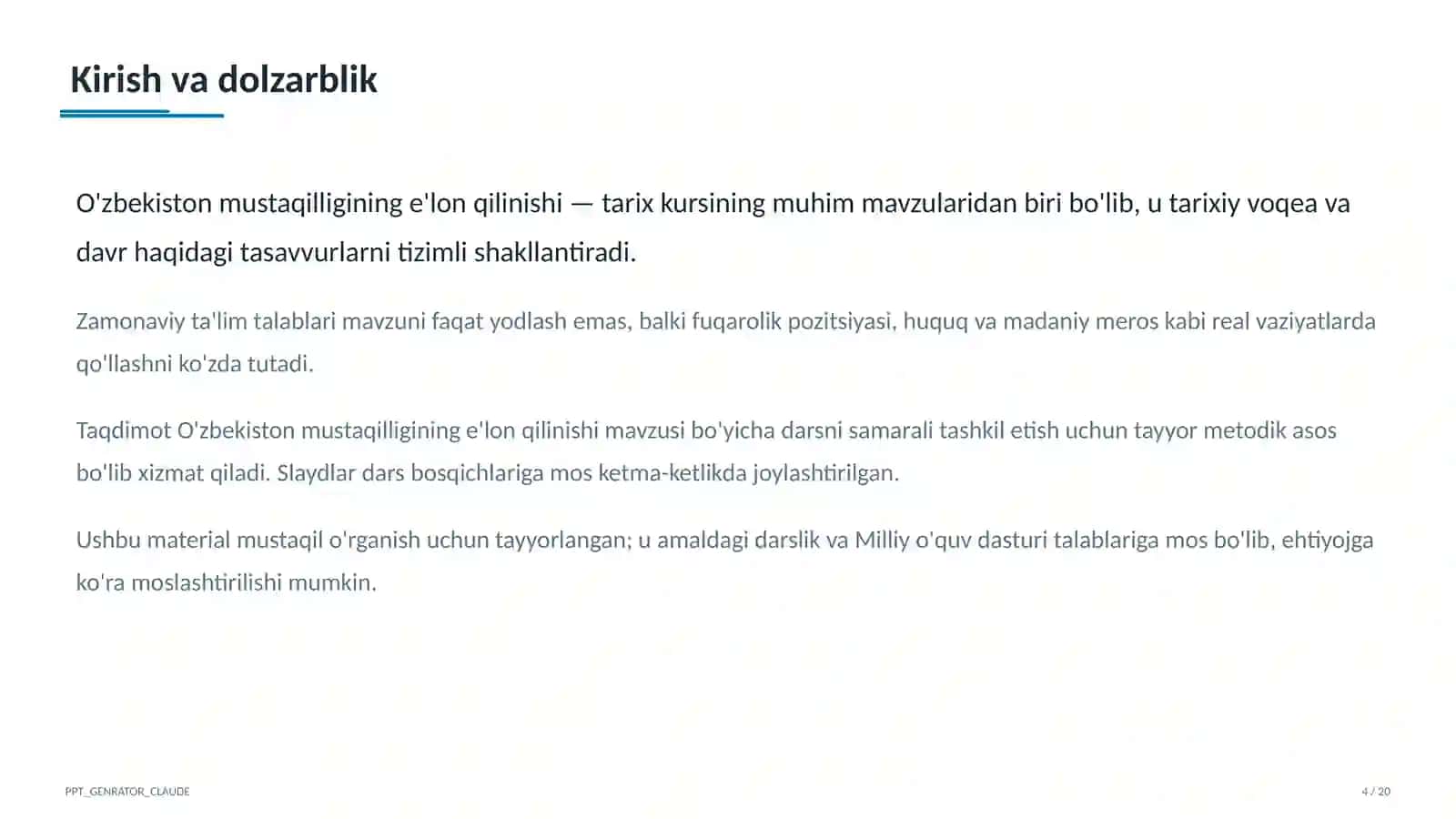 O'zbekiston mustaqilligining e'lon qilinishi (11-sinf) 4