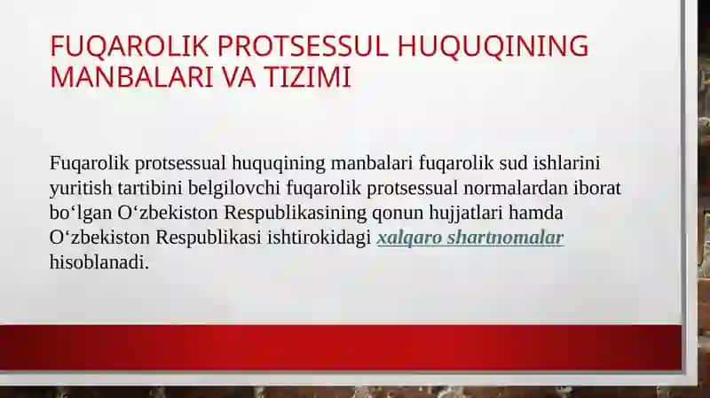 Fuqarolik Protsessual Huquqining Tizimi va Manbaalari 4