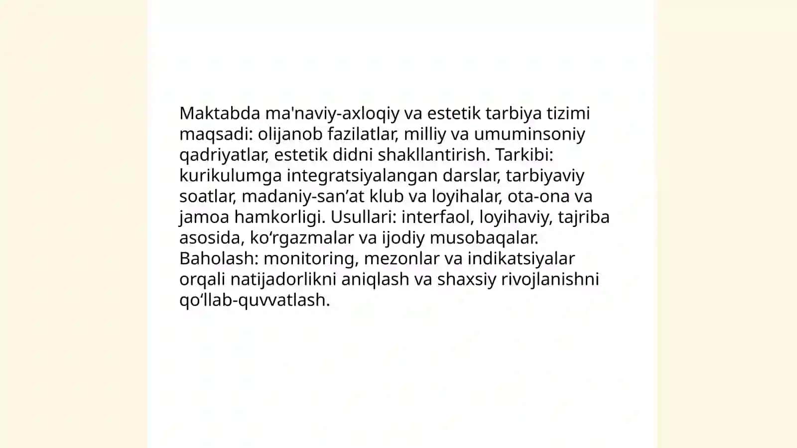 Oʻsib kelayotgan avlodni axloqiy – ma’naviy va estetik tarbiyalash 4