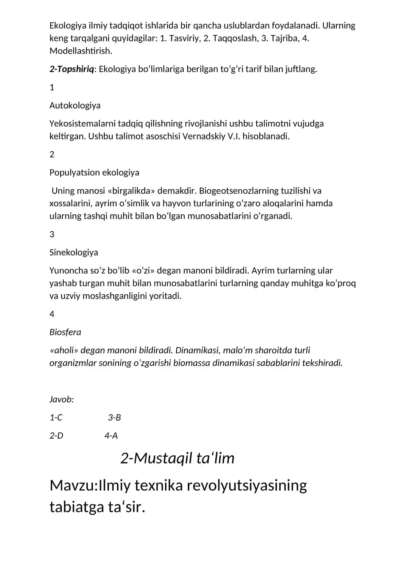 Ekologiya va Atrof Muhit Muhofazasi 4
