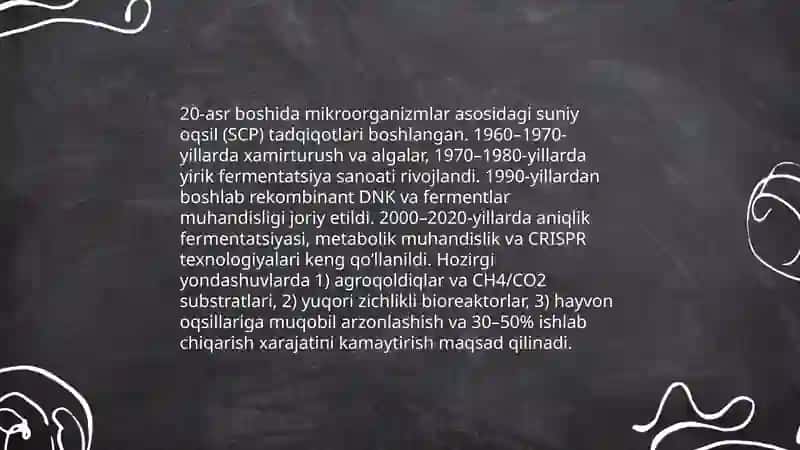 Suniy oqsil ozuqa moddalarining ishlab chiqarilishi va kelgusidagi imkoniyatlar 4