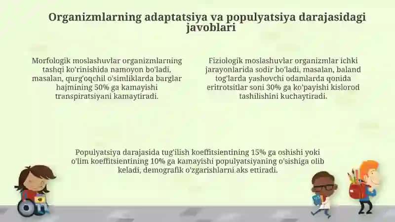 Turli ekologik omillarning tirik organizmlarga taʼsir etish mexanizmlari 4