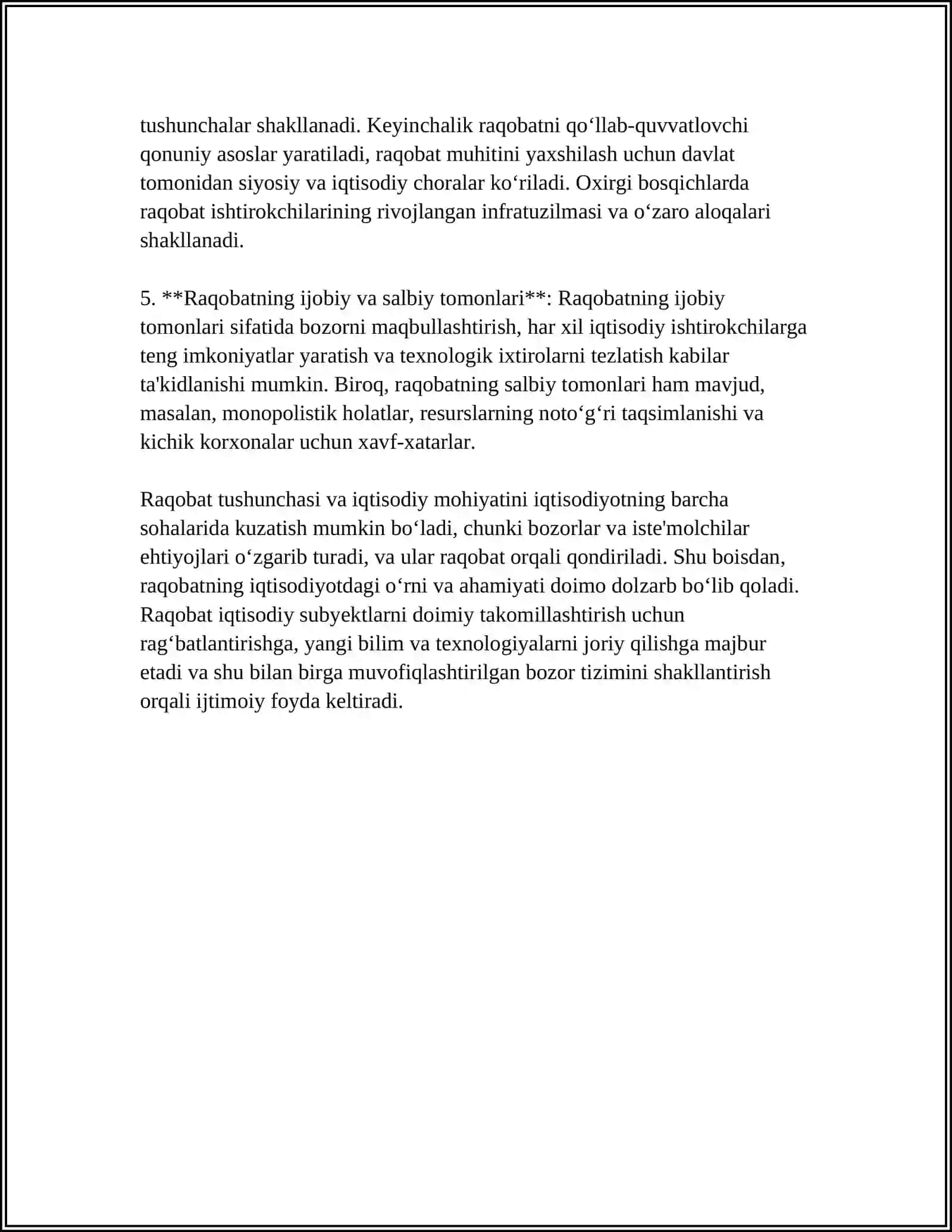 RAQOBAT, UNING USULLARI, RIVOJLANTIRISH BOSQICHLARI VA RAQOBATCHILIK MUHITINING VUJUDGA KELISHI 4