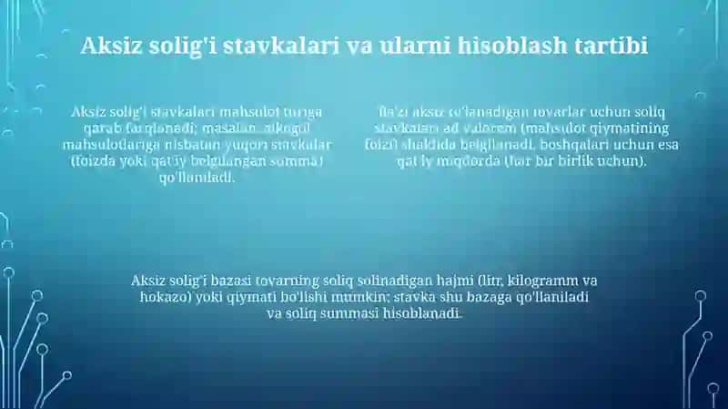 Aksiz solig'ini hisoblash va byudjetga to'lash tartibi 4