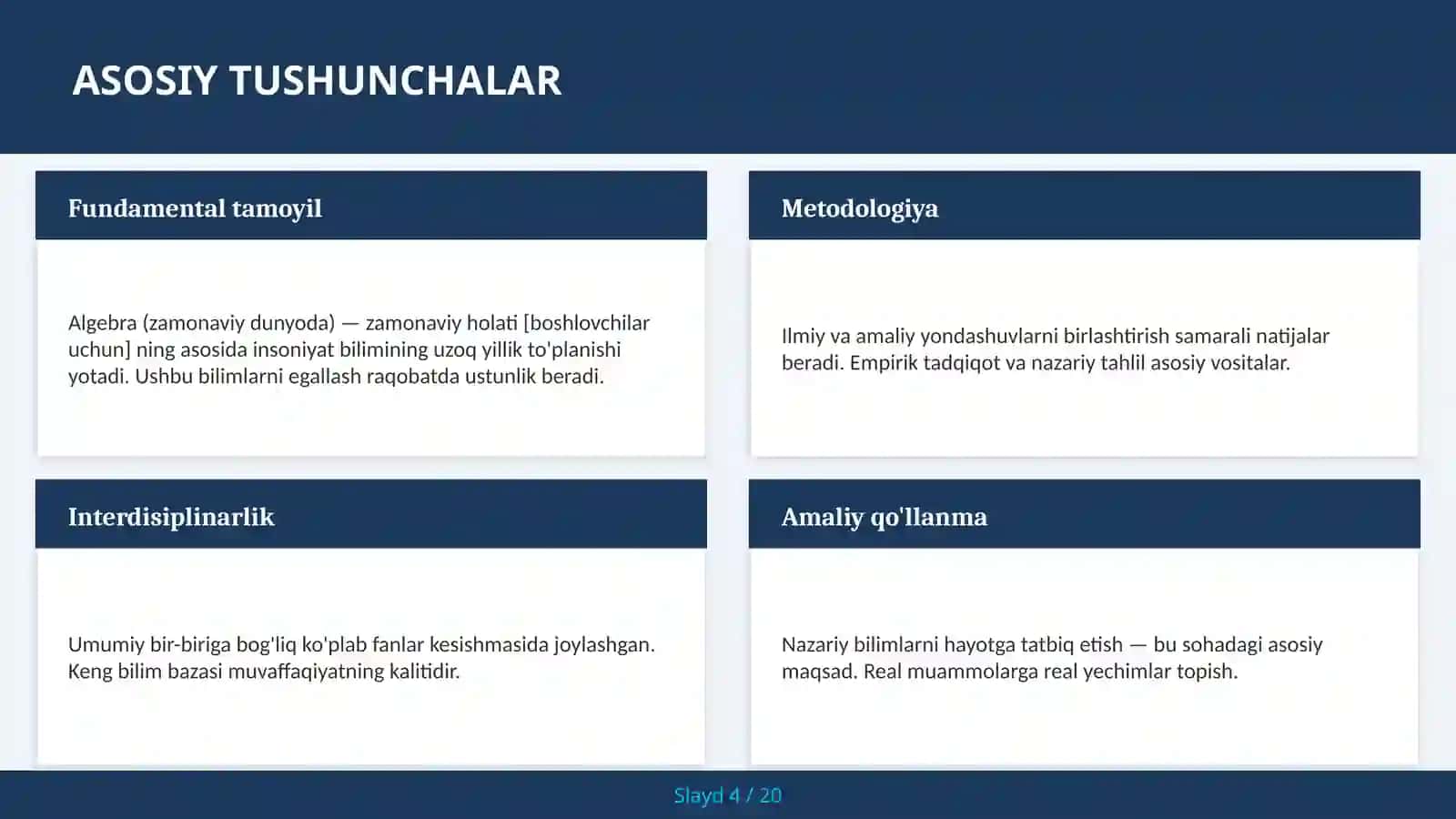 Algebra (Zamonaviy dunyoda) — ZAMONAVIY HOLATI [BOSHLOVCHILAR UCHUN] 4