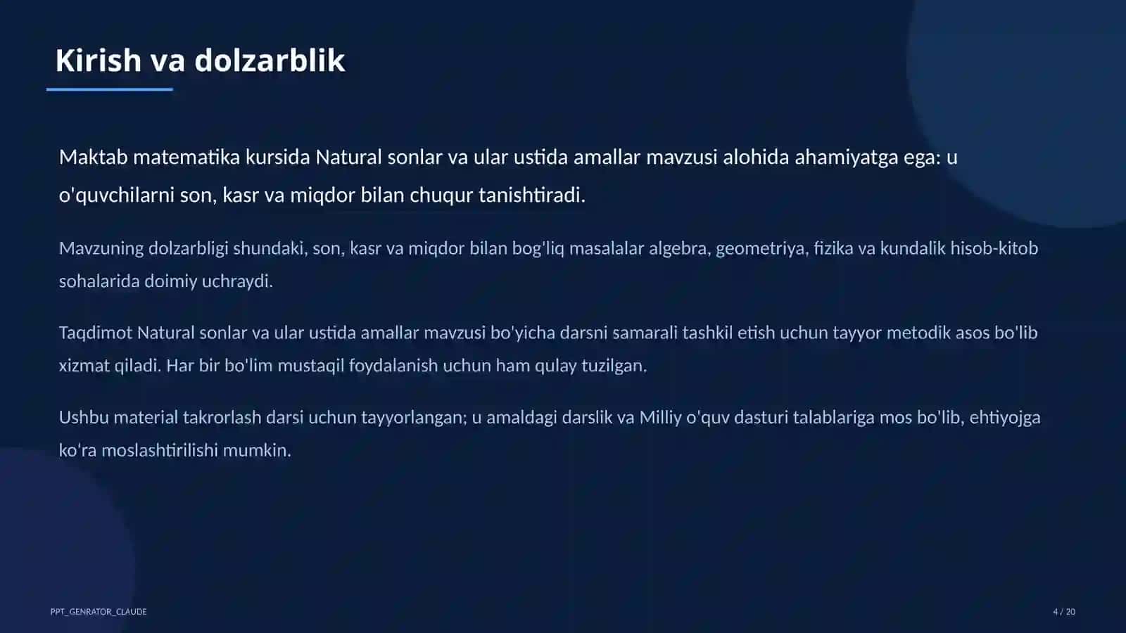 Natural sonlar va ular ustida amallar (5-sinf) 4