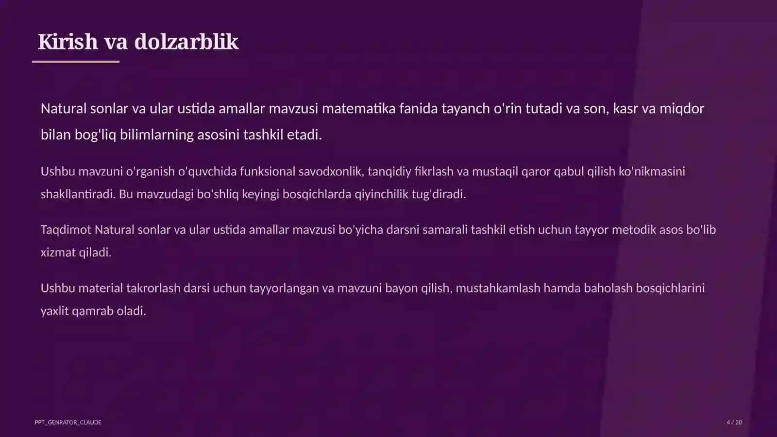 Natural sonlarn va ular ustida amallar (5-sinf) 4
