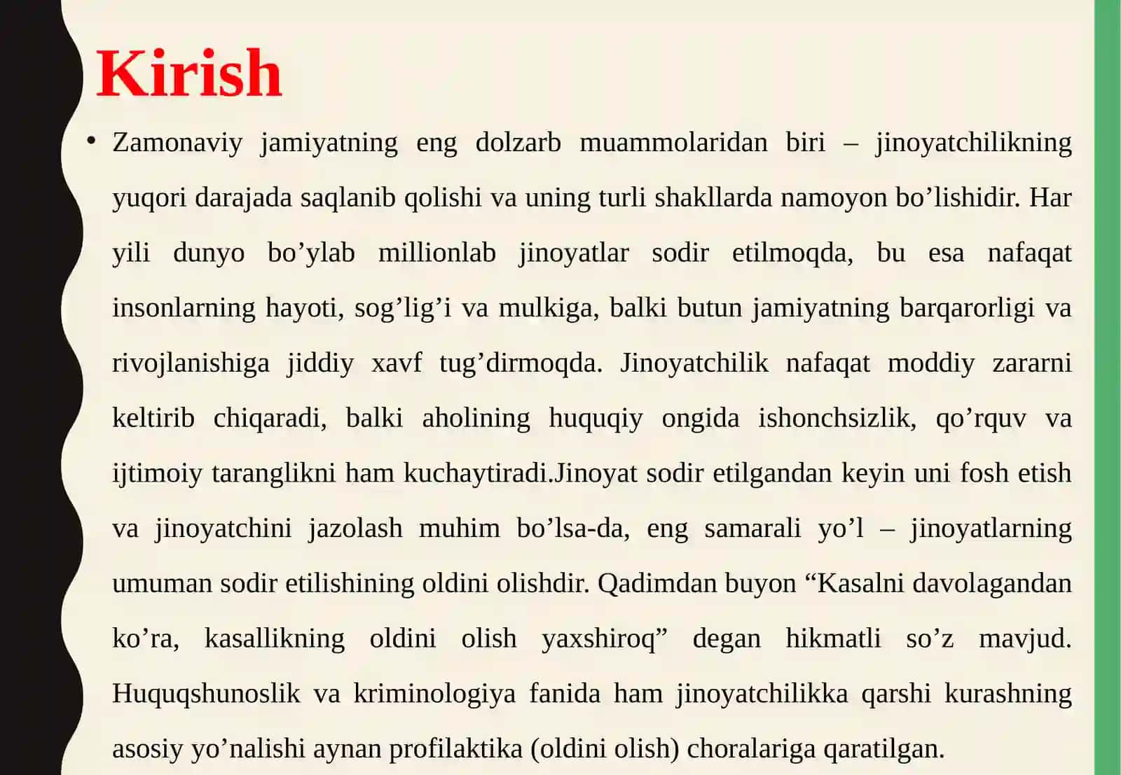 Jinoyatlarning oldini olish vauning ahamiyati 4