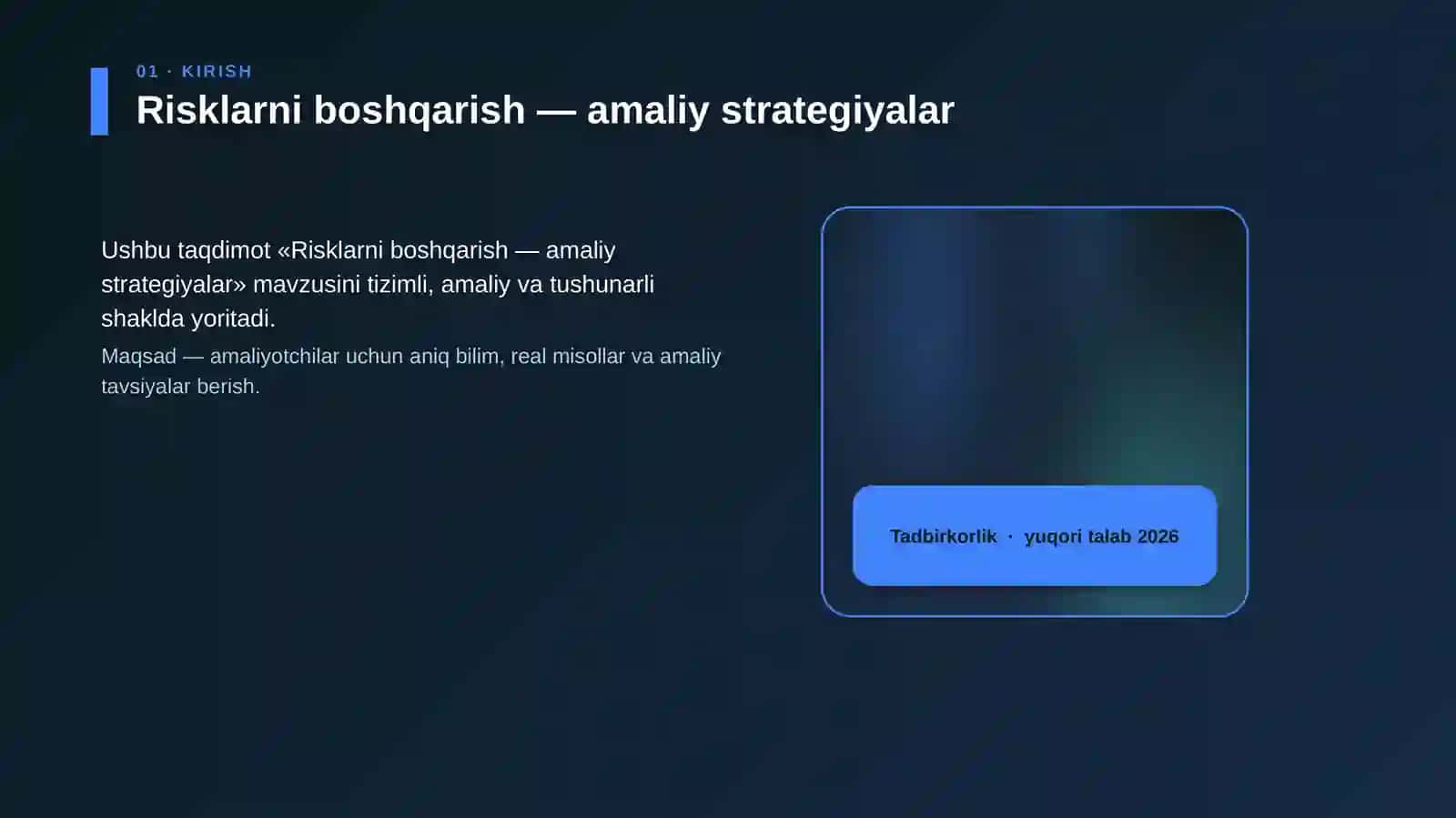 Risklarni boshqarish — amaliy strategiyalar 4