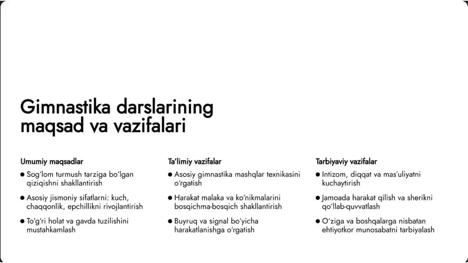 Gimnastika darslarini tashkil qilish va o‘tkazish. 4