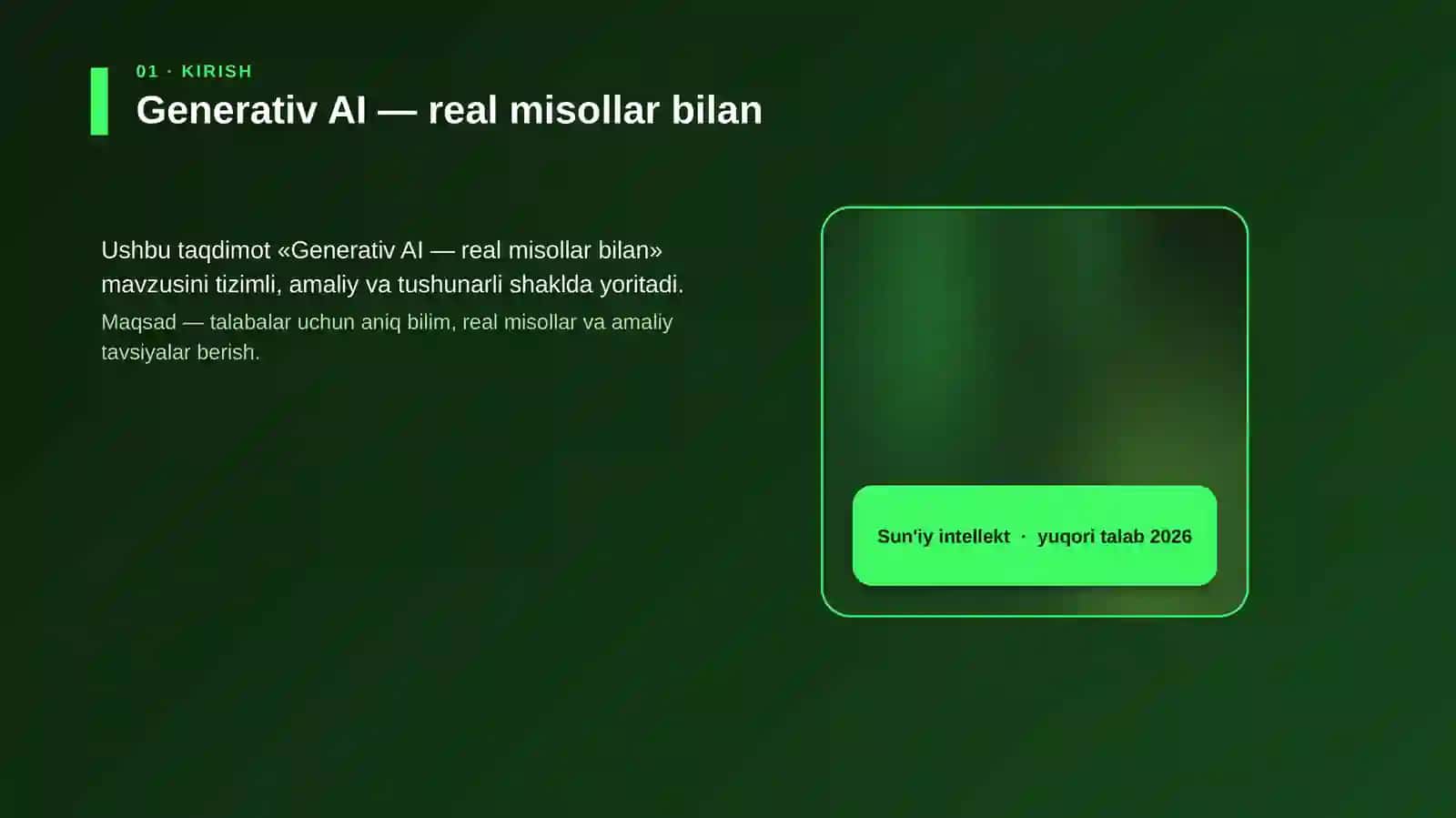 Generativ AI — real misollar bilan 4