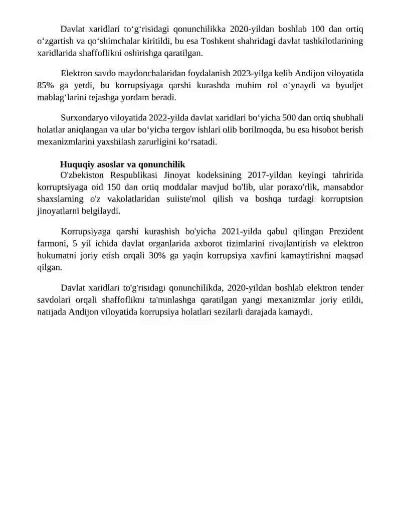 Oʻzbekistonda korupsiyaga qarshi kurash mexanizmlari 4