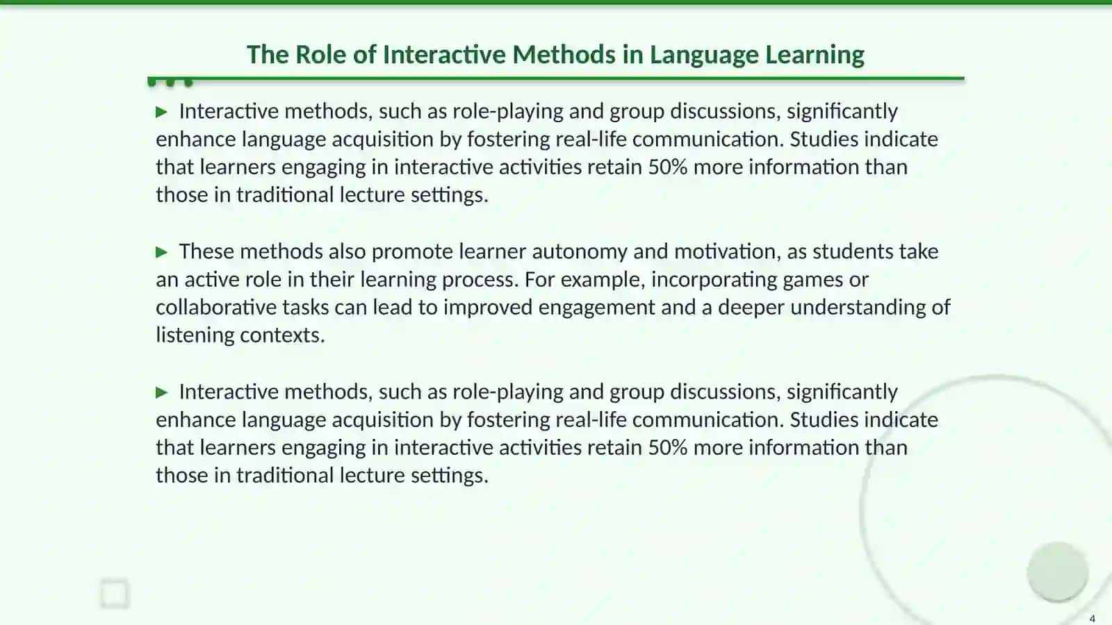 Developing listening skill through interactive methods to b1 level learners 4