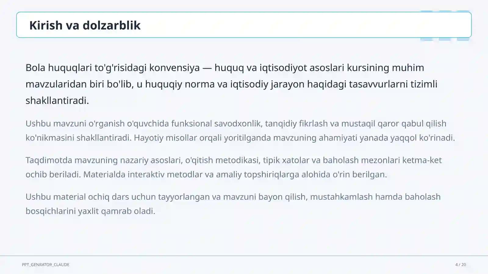 Bola huquqlari to'g'risidagi konvensiya (9-sinf) 4