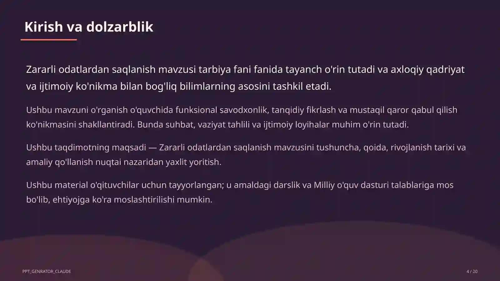 Zararli odatlardan saqlanish (7-sinf) 4