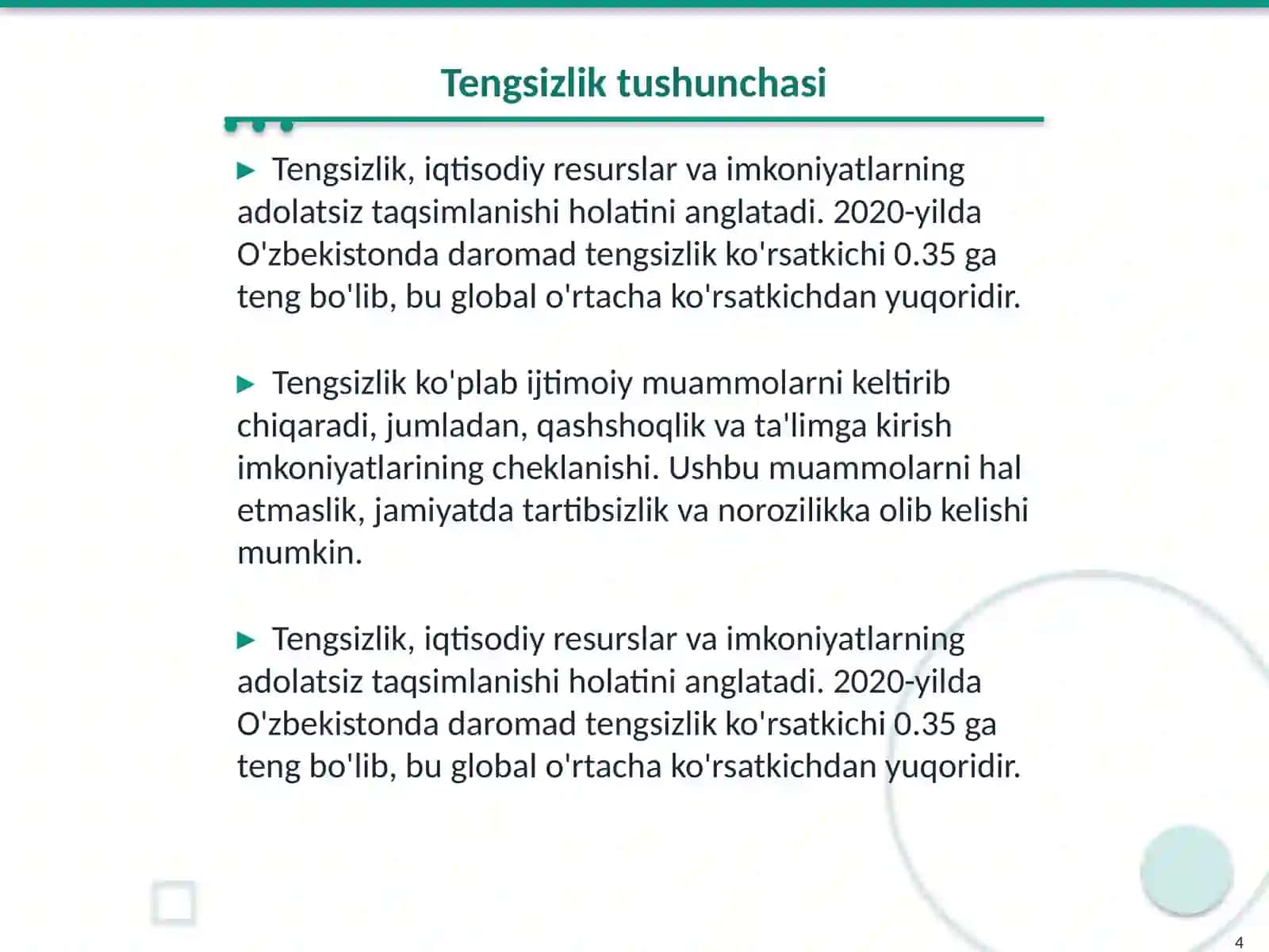 Daromatlarni taqdimlash tengsizlik va qashshoqlik 4