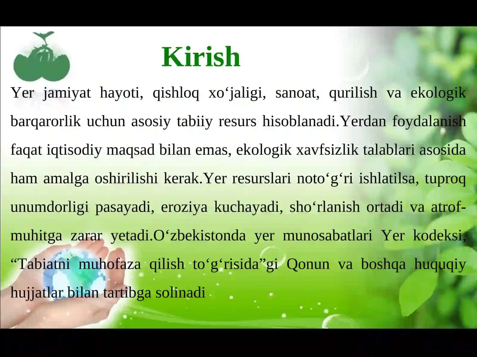 Yerdan foydalanish va uni muhofaza qilishning ekologik-huquqiy jihatlari 4