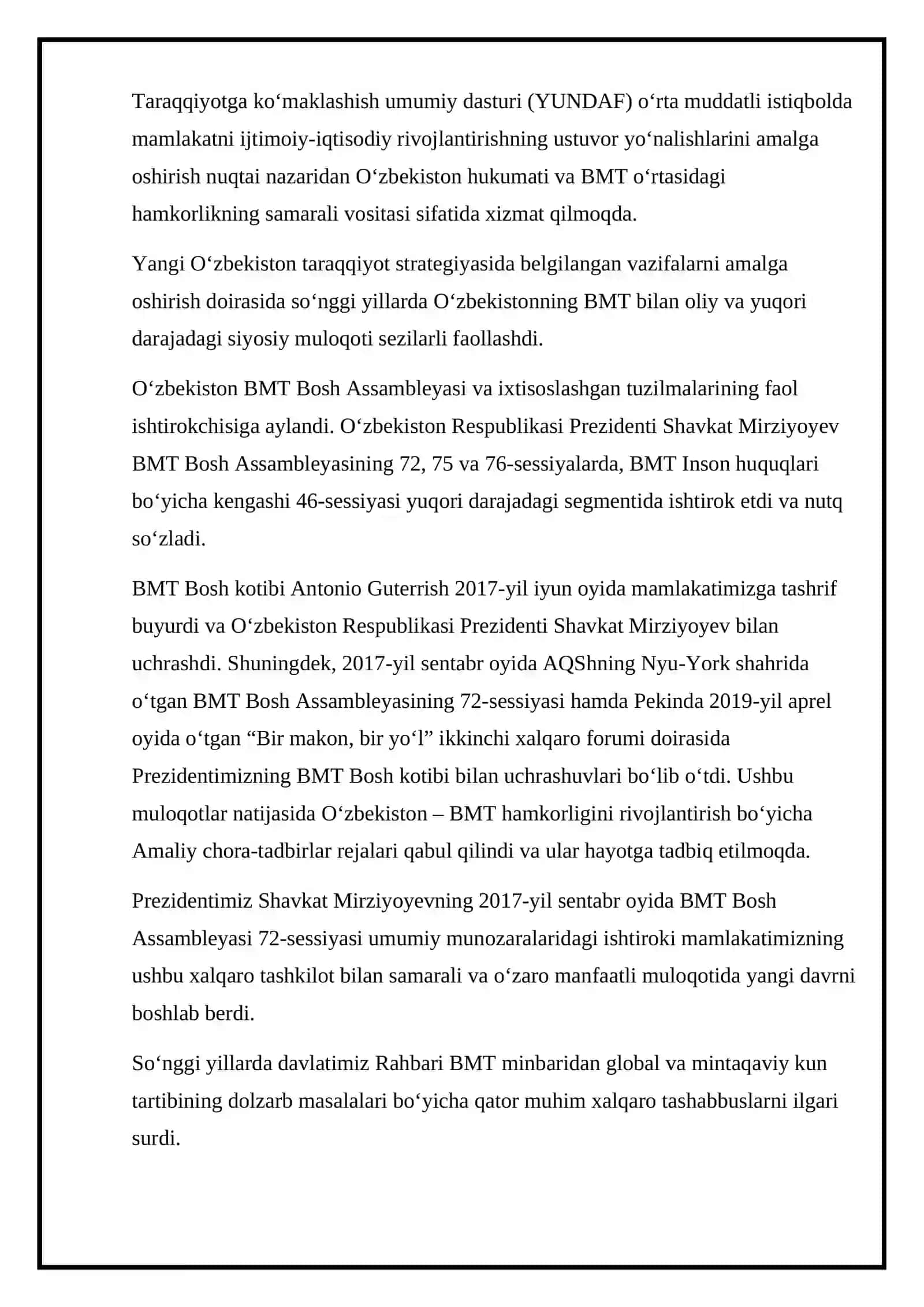 O’zbekistonning Xalqaro Tashkilotlar Bilan Hamkorlik Referati 4