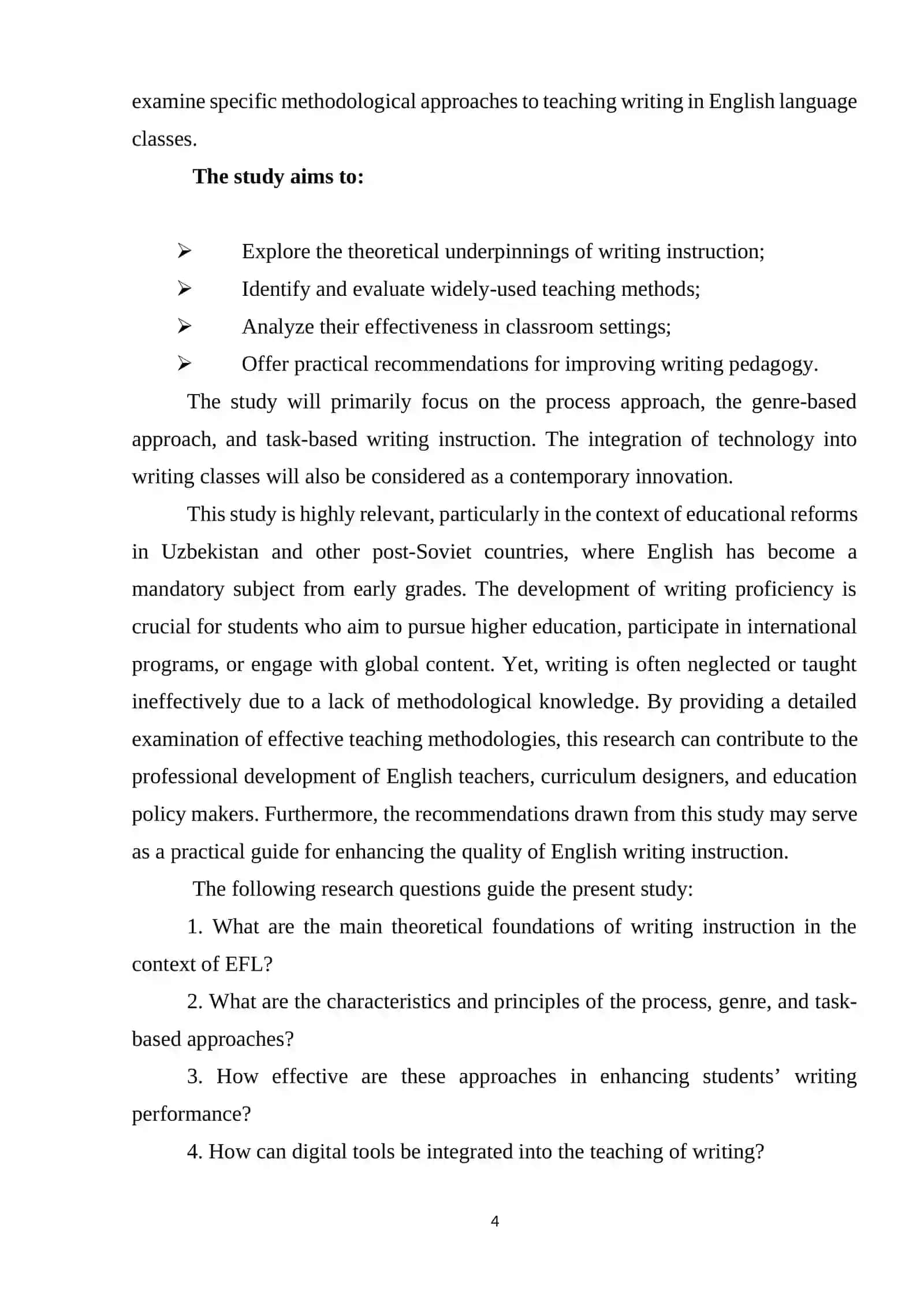 Specific methodogical approach to teaching writing in English classes 4