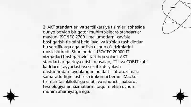 AKT sohasidagi me'yoriy hujjatlar va ularning ahamiyati 4