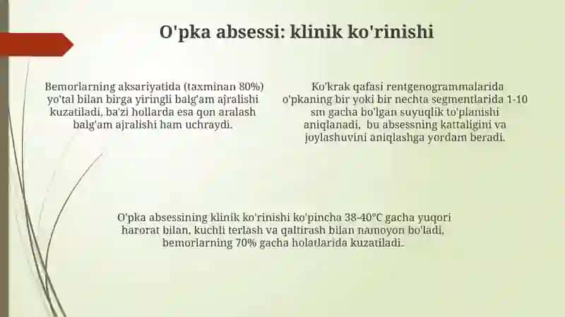 O'pkaning yiringli kasalliklari: o'pka absessi va gangrenasi 4