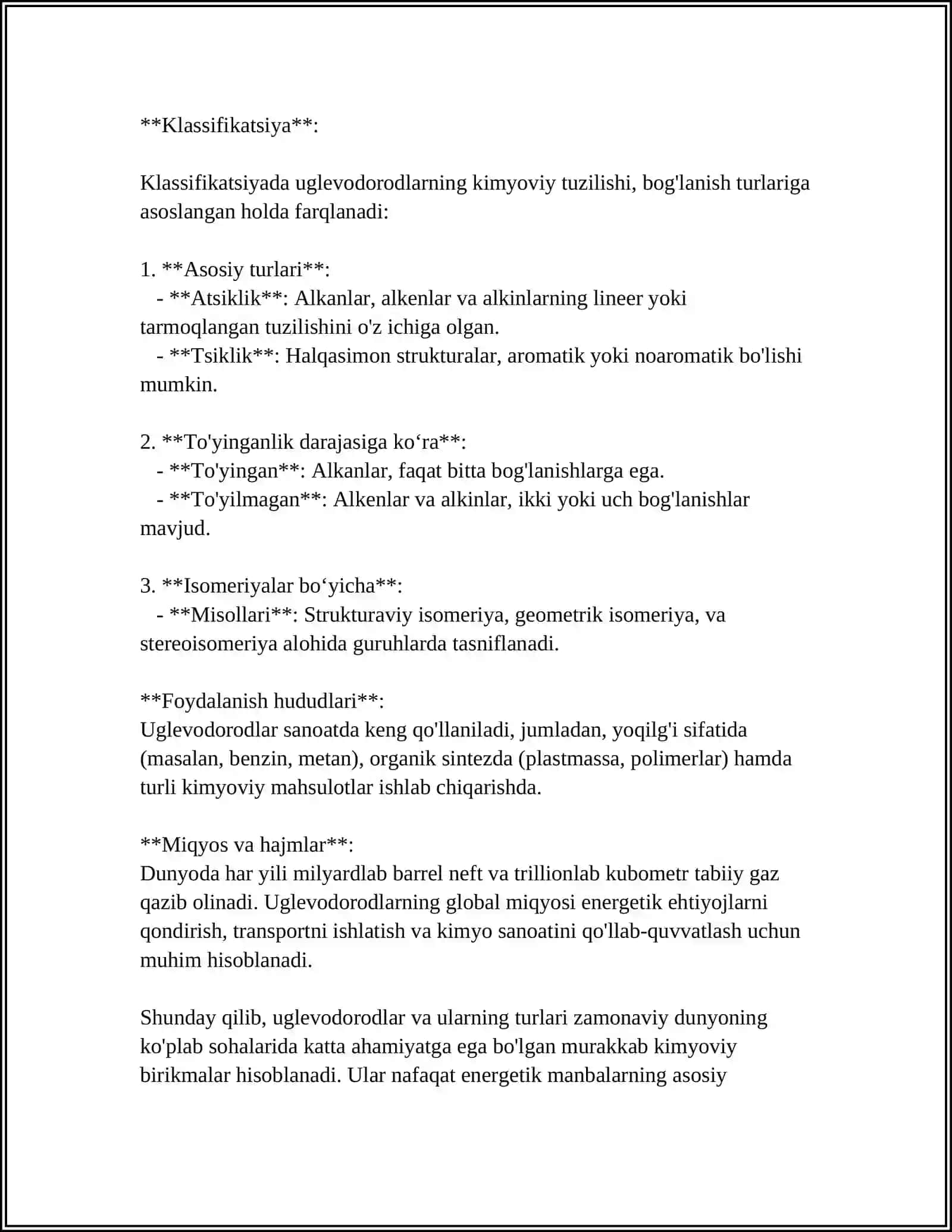 Uglevodorodlar Umumiy Xarakteristikasi va Ayrilma Vakillari 4