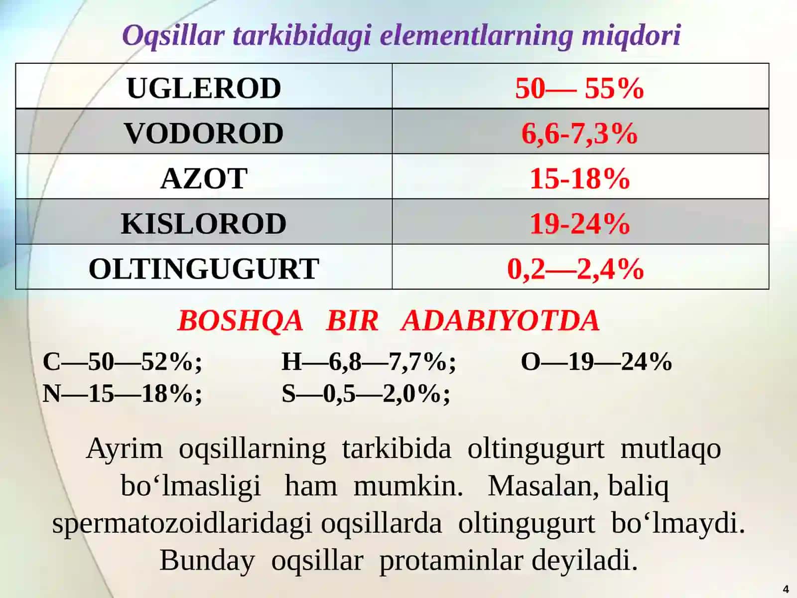Oqsillar,peptidlar,nuklein kislotalar 4