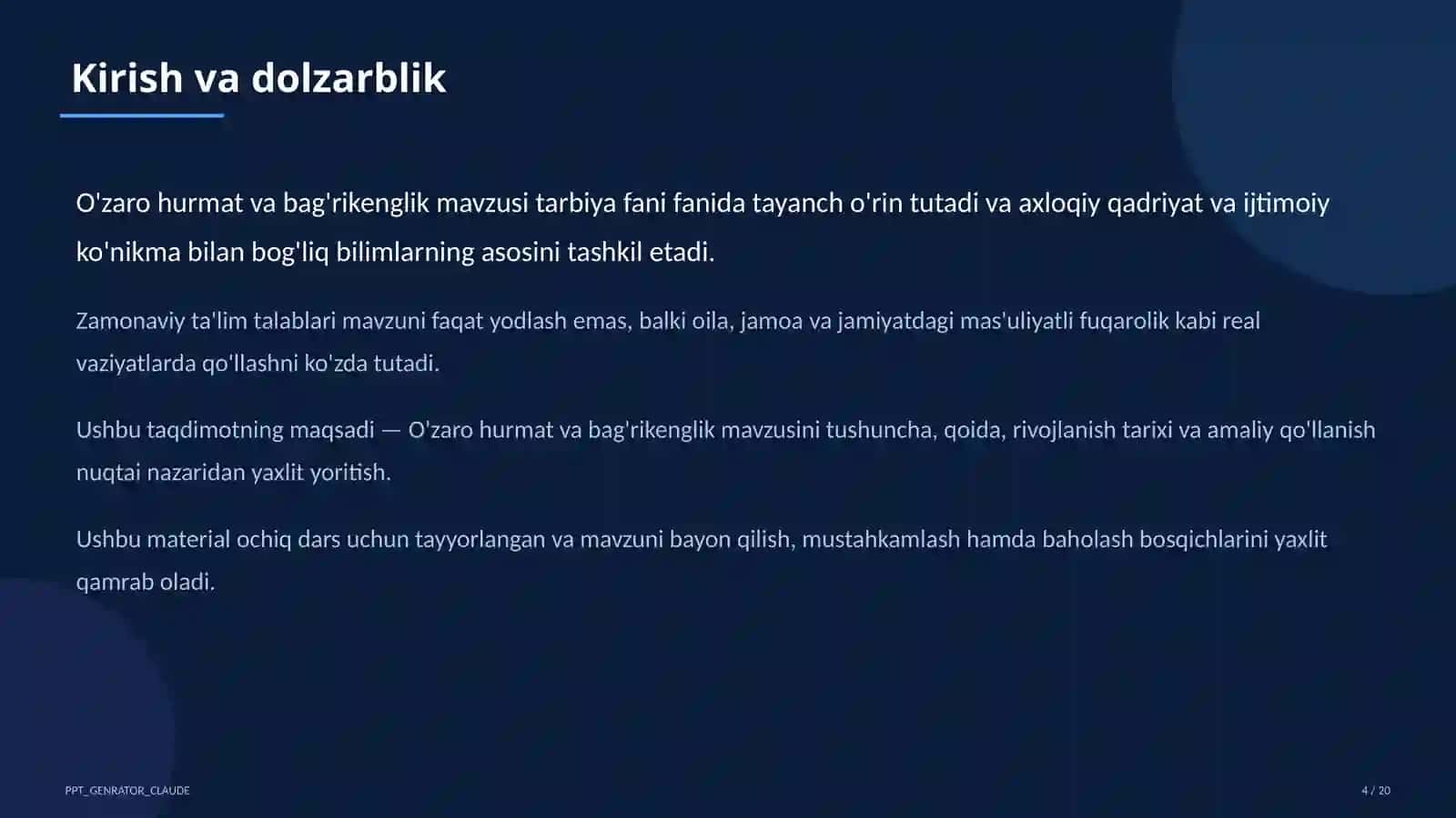 O'zaro hurmat va bag'rikenglik (7-sinf) 4