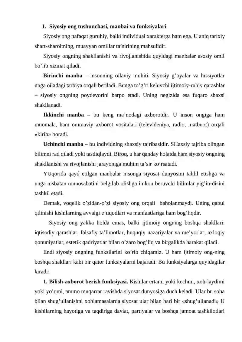 SIYOSIY MАDАNIYAT, SIYOSIY MАFKURАLАR 4