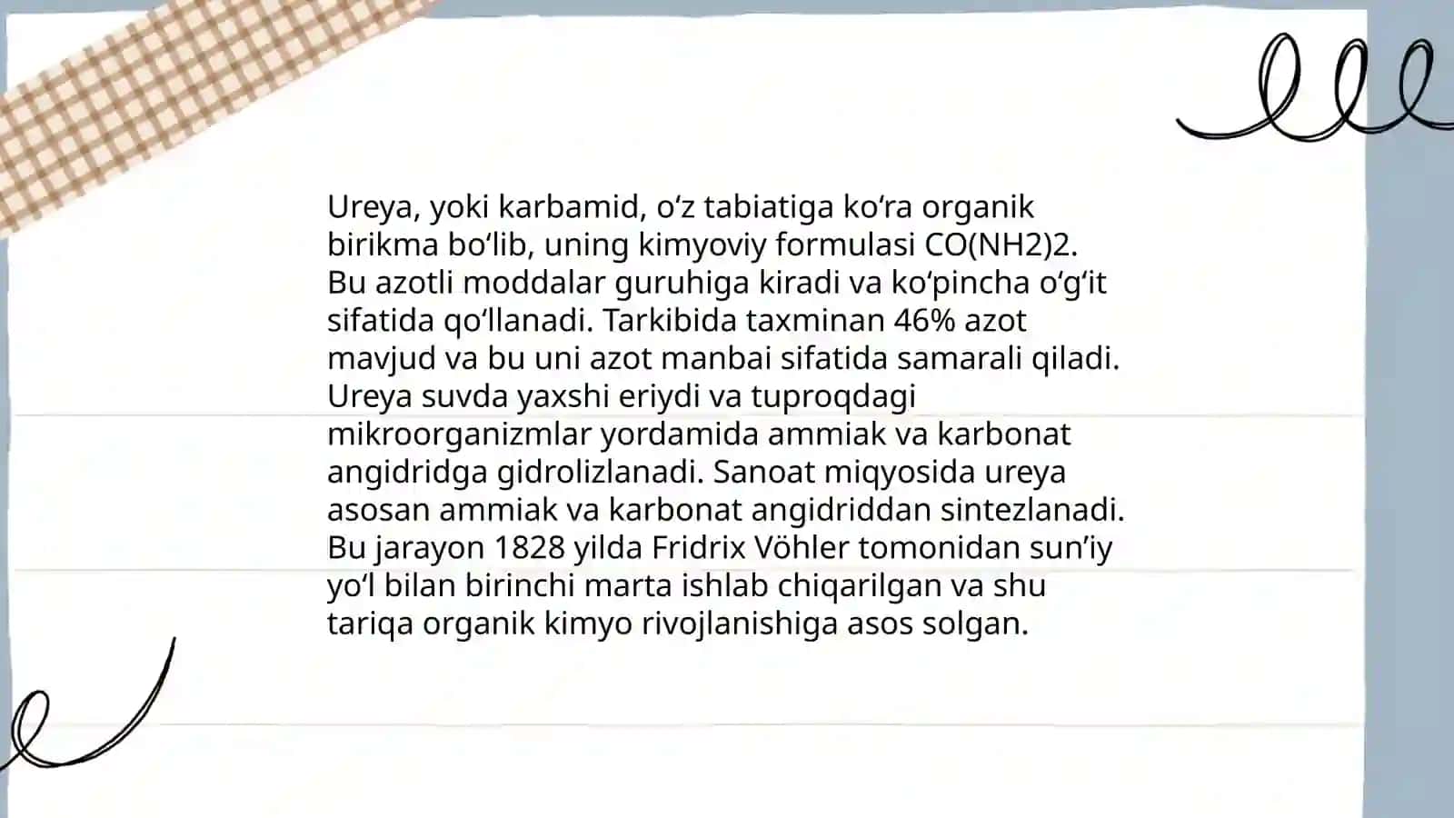Azotli oʻgʻitlar. Ureya haqida 4