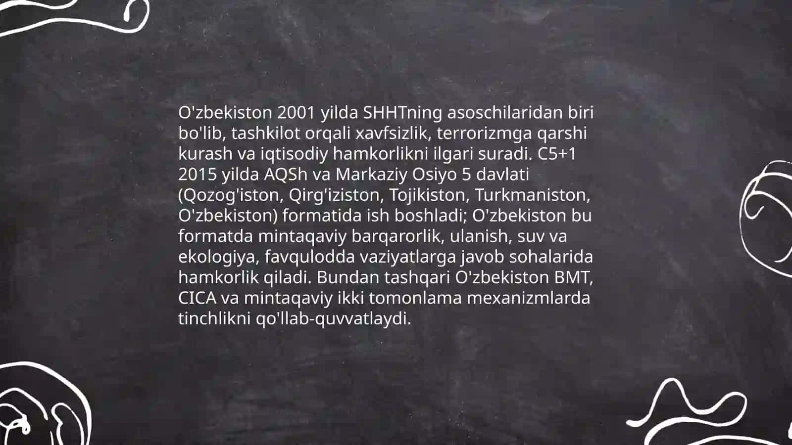 O'zbekistonning Markaziy Osiyoda tinchlik va barqarorlikni ta'minlashdagi o'rni 4