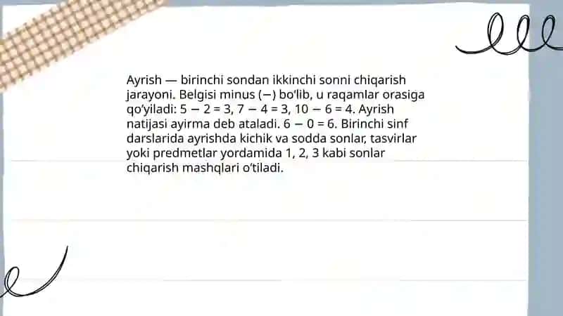 Qoʻshish va Ayrish boʻyicha tushuncha 4